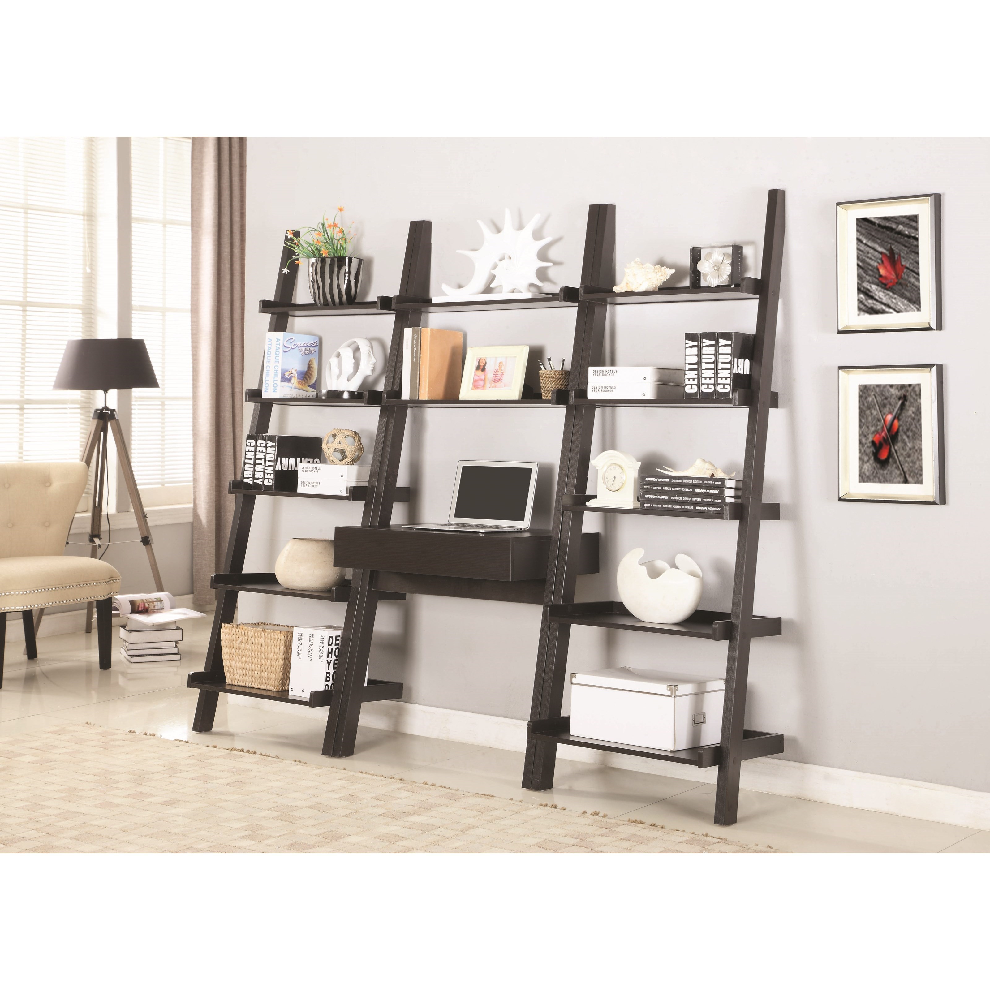 Wall leaning ladder shop desk